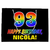 93e verjaardag: Vet, Vun, Eenvoudig, Regenboog 93 Groot Cadeauzakje (Achterkant)