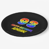 93e verjaardag: Vet, Vun, Eenvoudig, Regenboog 93 Papieren Bordje (Gekanteld)