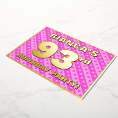 93e verjaardag — vuurroze harten en strips folie uitnodiging (Gedraaid)