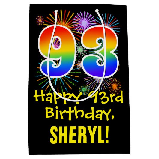 93e verjaardag: Vuurwapenpatroon van de vlinder +  Medium Cadeauzakje (Voorkant)