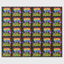 93e verjaardag: vuurwerk, regenboogblik # "93" cadeaupapier