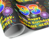 93e verjaardag: vuurwerk, regenboogblik # "93" cadeaupapier (Rol Hoek)