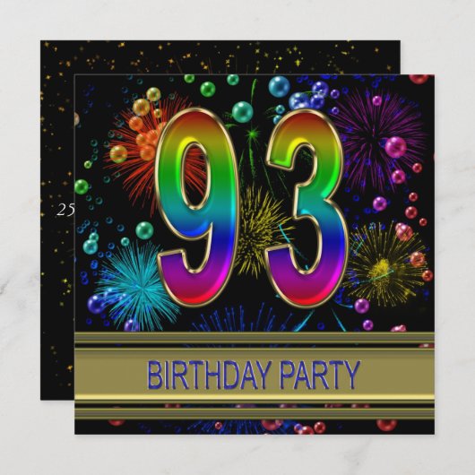 93e verjaardagsfeestje Uitnodiging met bubbels (Voorkant / Achterkant)