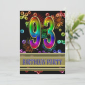 93e verjaardagsfeestje Uitnodiging met bubbels (Staand voorkant)
