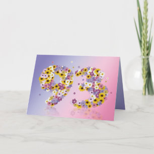 93e verjaardagskaart met bloemen letters kaart