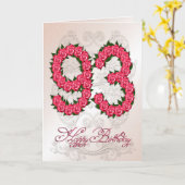 93e verjaardagskaart met rozen en bladeren kaart (Gele Bloem)