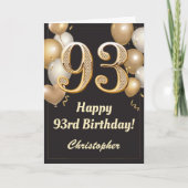 93rd Birthday Black en Gold Balloons Confetti Kaart (Voorkant)