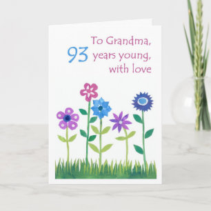 93rd Birthday Card for a Grandmother - Flowers Kaart