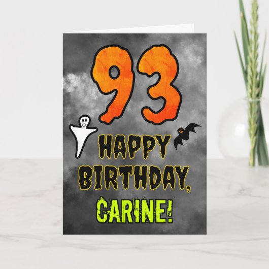 93rd Birthday: Eerie Halloween Theme + Custom Name Kaart (Voorkant)