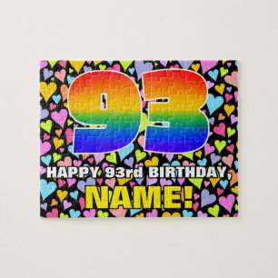 93rd Birthday — Fun, Loving Heart Shapes + “93” Legpuzzel