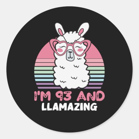 93rd Birthday Llamazing Llama 93 Year Old Birthday Ronde Sticker (Voorkant)