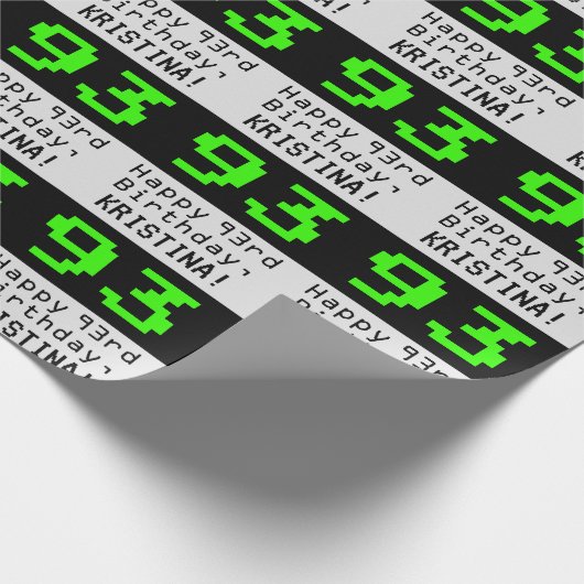 93rd Birthday - Nerdy / Geeky Style "93" en naam Cadeaupapier (Hoek)