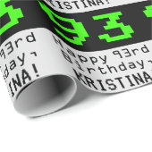 93rd Birthday - Nerdy / Geeky Style "93" en naam Cadeaupapier (Rol Hoek)