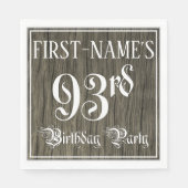 93rd Birthday Party — Fancy script, Faux Wood Kijk Servet (Voorkant)