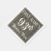 93rd Birthday Party — Fancy script, Faux Wood Kijk Servet (Hoek)