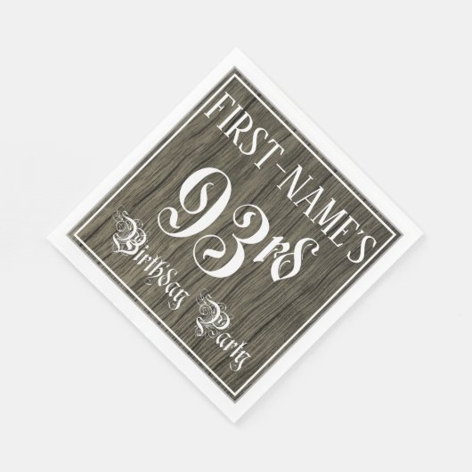 93rd Birthday Party — Fancy script, Faux Wood Kijk Servet (Hoek)