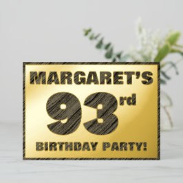 93ste Verjaardagsfeest — Krachtige, Nep Houtstruct Folie Uitnodiging