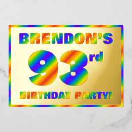 93ste verjaardagsfeest — Leuke, regenboog spectrum Folie Uitnodiging