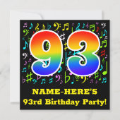 93ste verjaardagsfeestje: leuke muzieksymbolen, re kaart (Voorkant)