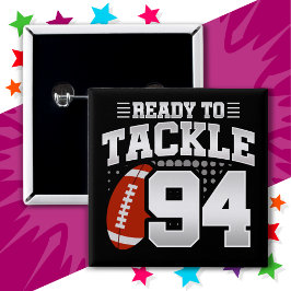 94 Jaar Oud Tackle Football Party 94e Verjaardag Vierkante Button 5,1 Cm