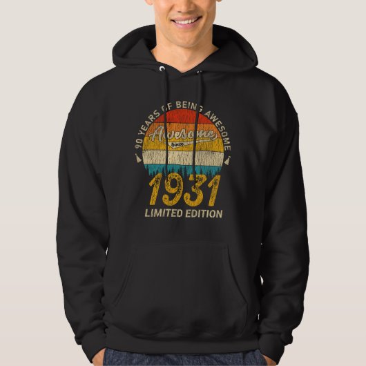 94 jaar oude Bday Retro Geweldige 94e verjaardagsc Hoodie (Voorkant)