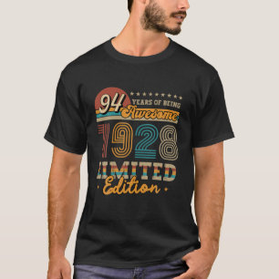 94 jaar oude editie 1928, beperkt, Cadeauidee 9 T-shirt