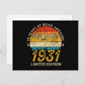 94 Jaar Verjaardag Retro Geweldig 94e Verjaardag C Briefkaart (Voorkant / Achterkant)