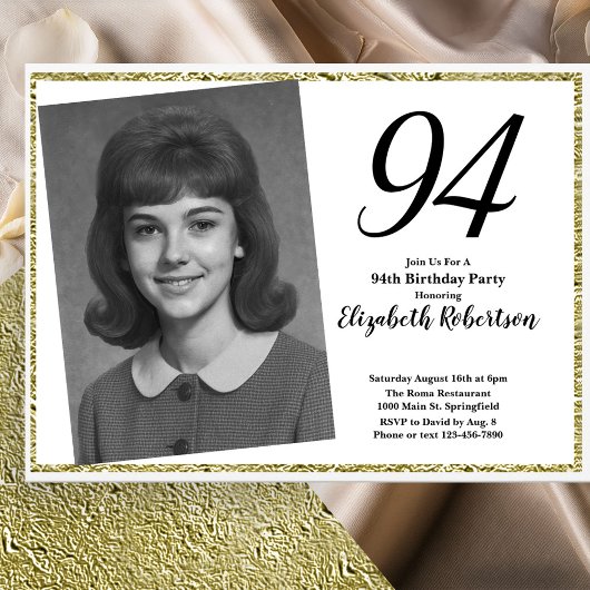 94e Aangepaste foto wit en goud Kaart