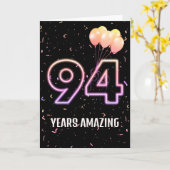 94e Birthday-ballonnen en Confetti Kaart (Gele Bloem)