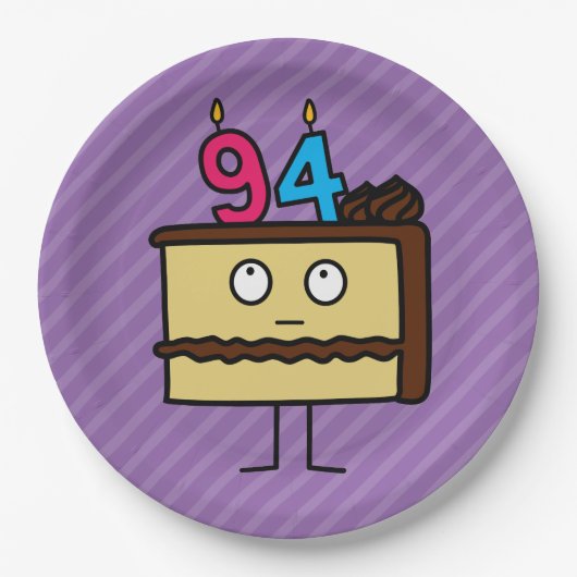 94e Birthday Cake met kaarsen Papieren Bordje (Voorkant)