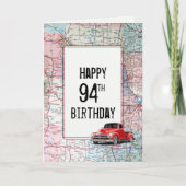 94e 'Birthday Red Retro'-vrachtwagen op kaart (Voorkant)