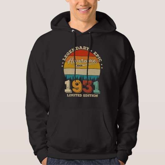 94e jaar oude retro Geweldige 94e verjaardagscadea Hoodie (Voorkant)