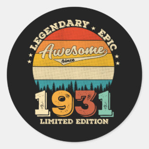 94e jaar oude retro Geweldige 94e verjaardagscadea Ronde Sticker