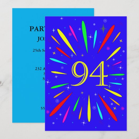 94e Uitnodiging op verjaardag (Voorkant / Achterkant)