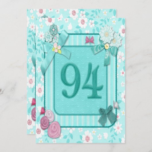 94e uitnodiging voor verjaardagsfeestje (Voorkant / Achterkant)