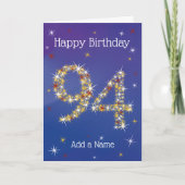 94e verjaardag - 94 in sterren - blauw - leeftijd kaart (Voorkant)