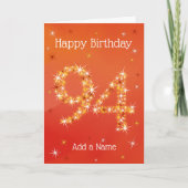 94e verjaardag - 94 in sterren - rood - 94-jarige  kaart (Voorkant)