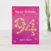 94e verjaardag - 94 in sterren - Roze/Paars - leef Kaart (Voorkant)