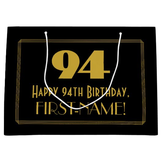 94e verjaardag — Art Deco Geïnspireerde look "94"  Groot Cadeauzakje (Voorkant)