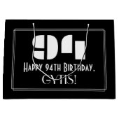 94e verjaardag ~ Art Deco Geïnspireerde look "94" Groot Cadeauzakje (Voorkant)