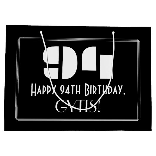 94e verjaardag ~ Art Deco Geïnspireerde look "94" Groot Cadeauzakje (Achterkant)