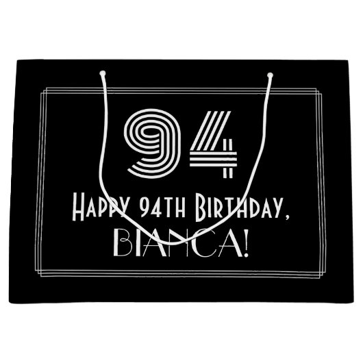 94e verjaardag — Art Deco Geïnspireerde look "94"  Groot Cadeauzakje (Voorkant)