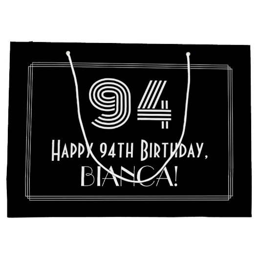 94e verjaardag — Art Deco Geïnspireerde look "94"  Groot Cadeauzakje (Achterkant)