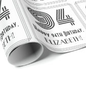 94e verjaardag: Art Deco geïnspireerde stijl "94"  Cadeaupapier (Rol Hoek)