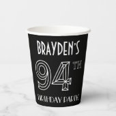94e verjaardag: Art Deco Style + aangepaste naam Papieren Bekers (Achterkant)