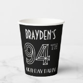 94e verjaardag: Art Deco Style + aangepaste naam Papieren Bekers (Voorkant)
