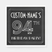 94e verjaardag: Art Deco Style + aangepaste naam Servet (Voorkant)