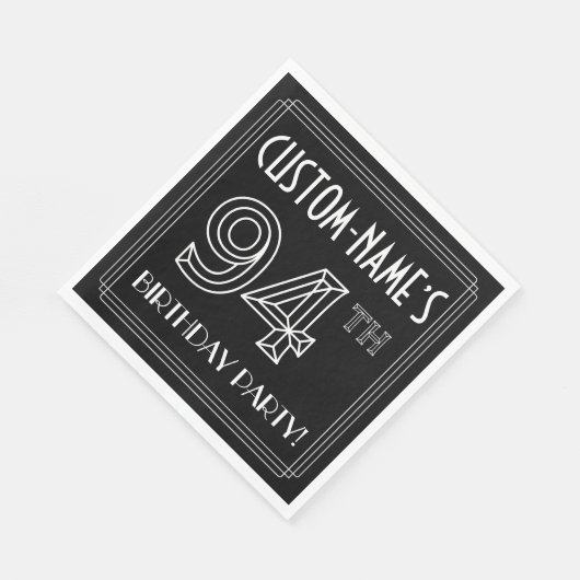 94e verjaardag: Art Deco Style + aangepaste naam Servet (Hoek)