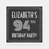 94e verjaardag: Art Deco Style + aangepaste naam Servet (Voorkant)