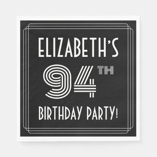 94e verjaardag: Art Deco Style + aangepaste naam Servet (Voorkant)